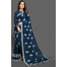 ZAC20-22 CLASSIC BLUE INDIAN PARTY WEAR SAREE