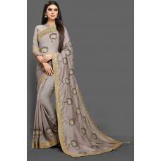 ZAC20-21 ASH GREY INDIAN PARTY WEAR FANCY SAREE