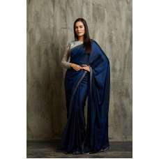 NAVY BLUE & SILVER INDIAN EVENING WEAR READYMADE SAREE