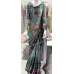 GREEN PAKISTANI DESIGNER FLORAL PRINTED SATIN SAREE