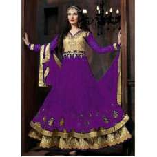 PURPLE HEAVY EMBROIDERED FLOOR LENGTH ANARKALI DRESS