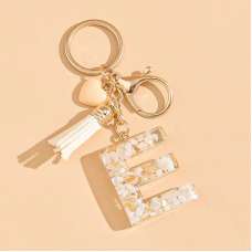 Beige  "E" Key Chain Resin Pendant Key Ring