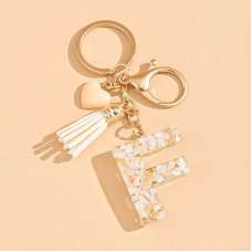 Beige  "F" Key Chain Resin Pendant Key Ring Women's Fashion Bag & Backpack Charm