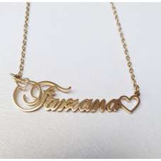 Golden Stainless Steel Farzana Nameplate Necklace