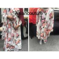 PRINCESS CUT WHITE FLORAL DESIGNER SUIT (MOTHER AND DAUGHTER) 