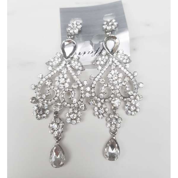 Silver Crystal Earrings For Women Bridal Dangle Drop Earrings Wedding Engagement Jewelry Gifts