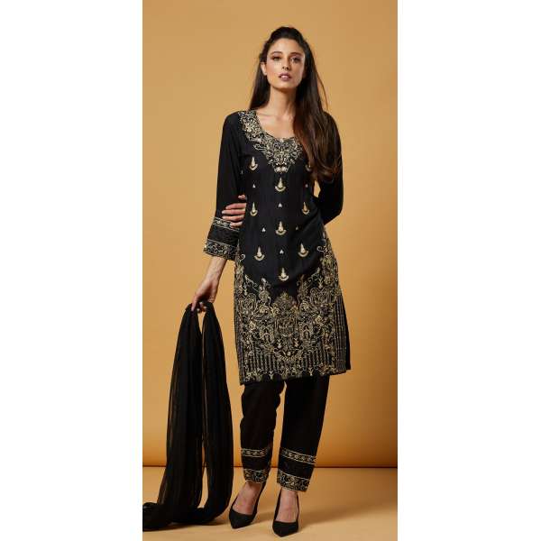 Black Designer Readymade Pakistani Salwar Suit 
