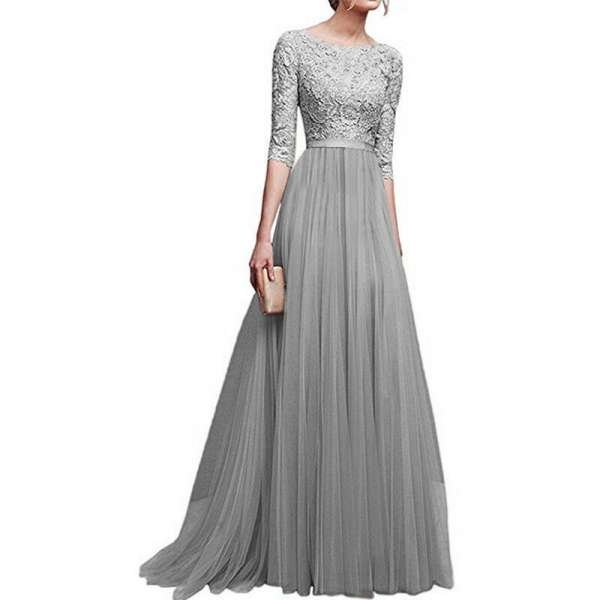 Sleet Grey Designer Long Party Prom Dress