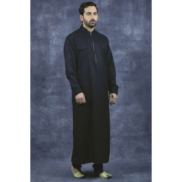 Black Arabic Jubba Thobe High Quality Islamic Wear