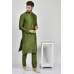 Mehndi Green Indian Men's Silk Kurta Pajama