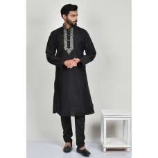 Black Embroidered Formal Men Kurta Pajama