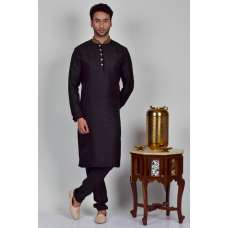 Black Embroidered Mens Kurta Pajama