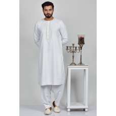 White Ready To Wear Men's Kurta Pakistani Shalwar