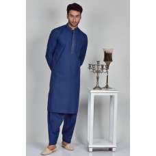 Navy Blue Men's Party Wear Pakistani Kurta Shalwar