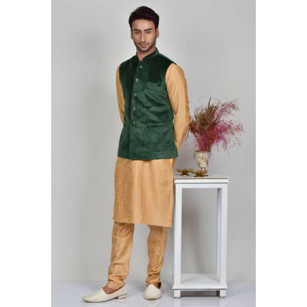 Green Formal Men's Velvet Waistcoat 