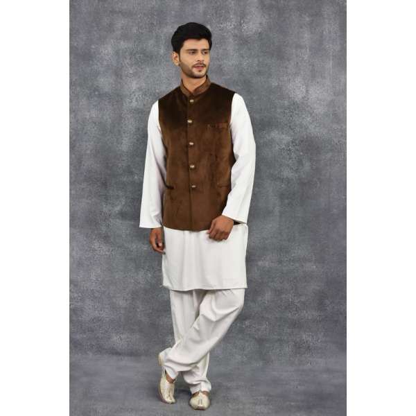 Brown Velvet Tropical Waistcoat