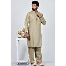 Light Brown Designer Readymade Mens Kurta Suit Set