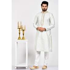 Light Moss Green Embroidered Mens Kurta Pajama Set