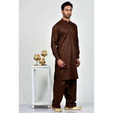 Dark Brown Kurta Shalwar Indian Mens Eid Suit