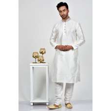 White Indian Mens Readymade Kurta Pajama