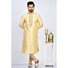 Gold Embroidered Men's Wedding Kurta Pajama Set