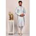 Silver Grey Embroidered Indian Mens Kurta Pajama
