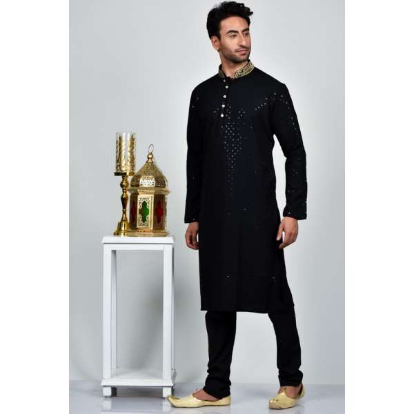 Black Elegant Kurta Pajama For Men's