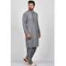 Dark Grey Embroidered Fusion Kurta Shalwar Set