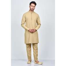 Fawn Pakistani Mens Casual Kurta Trouser Set