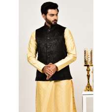 Black Brocade Premium Quality Mens Waistcoat