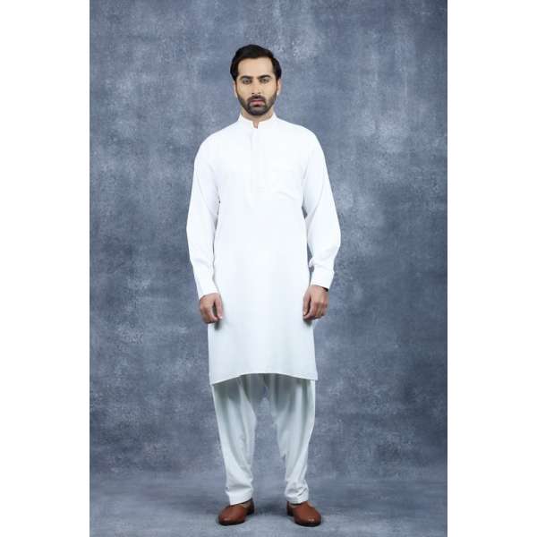 Cream Pakistani Kurta Shalwar Mens Designer Wear