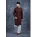 Maroon White Trendy Kurta Shalwar Set for Men