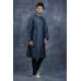 Grey Black Kurta Pajama Indian Mens Festive Attire
