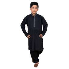ZBAC-01 BLACK POLYESTER READY MADE BOYS WEAR SHALWAR KAMEEZ 