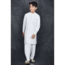  White Kids Boys Readymade Kurta Shalwar Suit