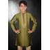Mehndi & Cream Kurta Pajama Boys Ethnic Suit