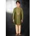Mehndi & Cream Kurta Pajama Boys Ethnic Suit