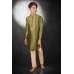 Mehndi & Cream Kurta Pajama Boys Ethnic Suit