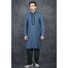 MOSAIC BLUE & BLACK INDIAN MEN'S SALWAR KURTA