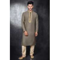 KHAKI & BEIGE KURTA AND PAJAMA READY MADE SUIT