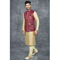 MAROON INDIAN NEHRU MEN'S JACKET 