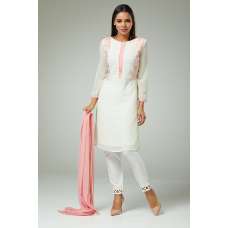 White Readymade Pakistani Designer Suit
