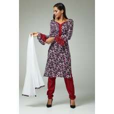 FIRED BRICK MAROON PRINTED SUMMER CASUAL WEAR SALWAR SUIT