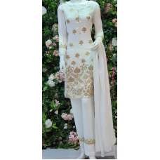 White & Gold Pakistani Designer Readymade Suit