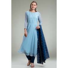 CLASSIC BLUE FLARED READYMADE SALWAR SUIT
