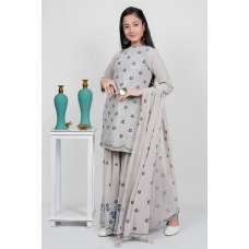 Mouse Grey Kids Designer Party Wear Gharara Suit