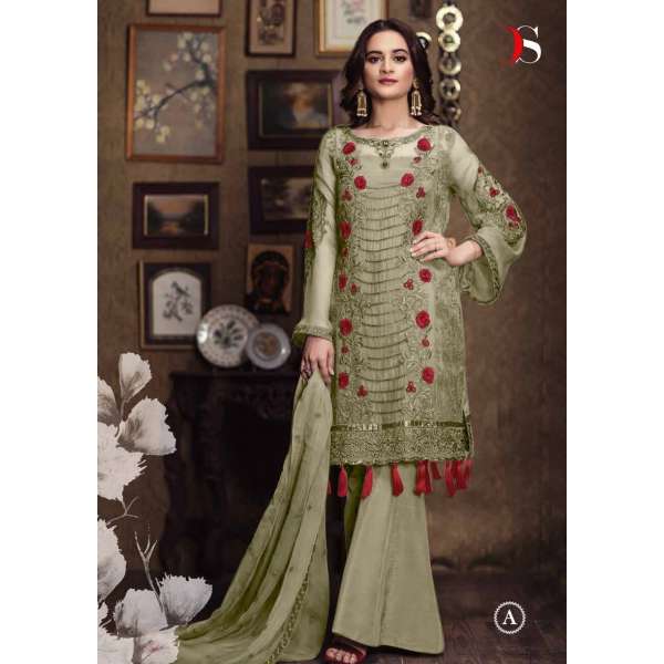 93005 MENDHI GREEN DEEPSY GULBANO PAKISTANI PARTY WEAR SALWAR SUIT 