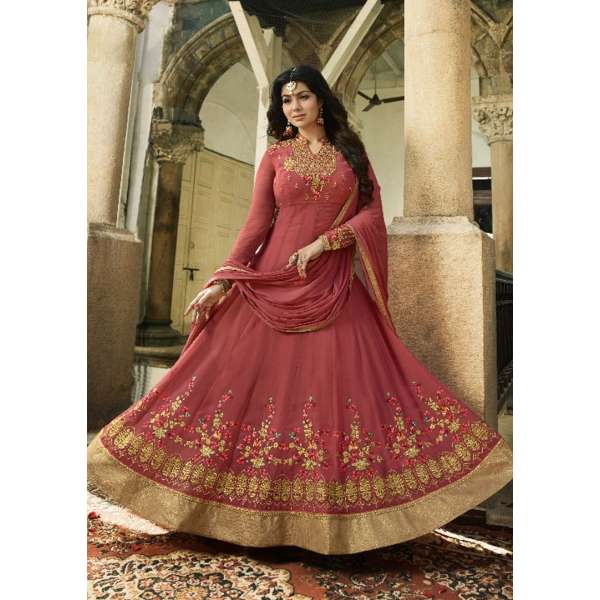 PINK INDIAN PARTY AND WEDDING ANARKALI GOWN