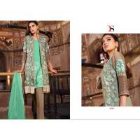 Brown and Green "HOTLADY" PARTY WEAR LONG STRAIGHT SALWAR KAMEEZ