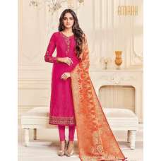Pink Straight Indian Party Wear Churidar Suit